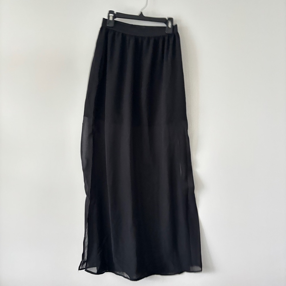 H&M DIVIDED sheer overlay Elegant Black Maxi mini Skirt lightweight size 4